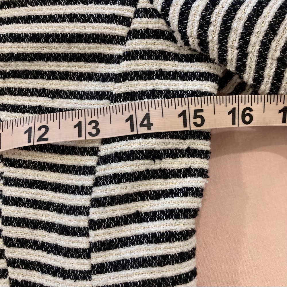 H&M jacket black and white gold metallic striped fitted zip-front blazer - Picture 12 of 16